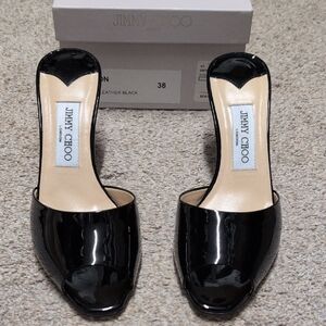 Jimmy Choo Black Patent Leather Mules - Lynton Style